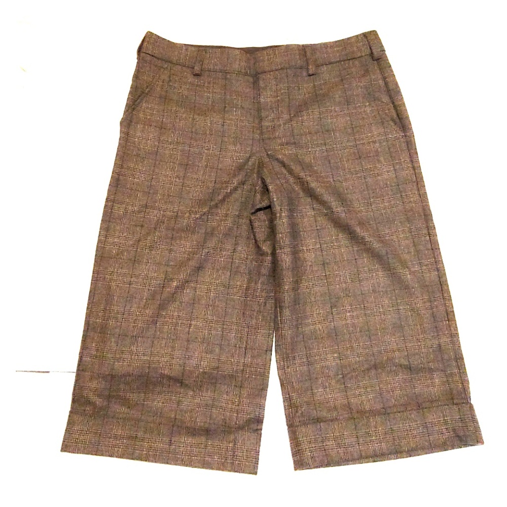 VINCE plaid brown gaucho crop  pants sz 12 NWOT
